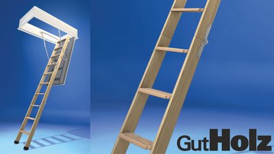 Abbildung: Wellhöfer Bodentreppe GutHolz. Die dreiteilige Bodentreppe für alle Fälle.
